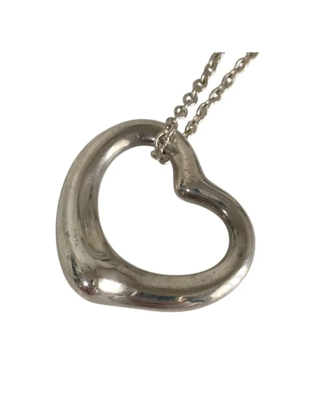 Tiffany & Co Elsa Peretti Open Heart Large Chain Pendant 925 Sterling